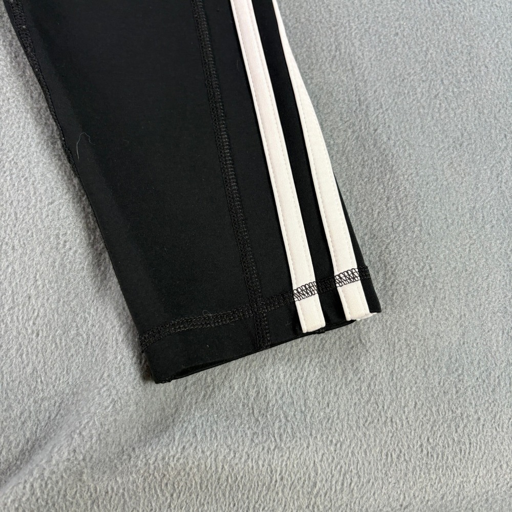 Adidas Climalite Leggings Womens Medium Black White 3-Stripe High Waist Tights - Picture 3 of 8